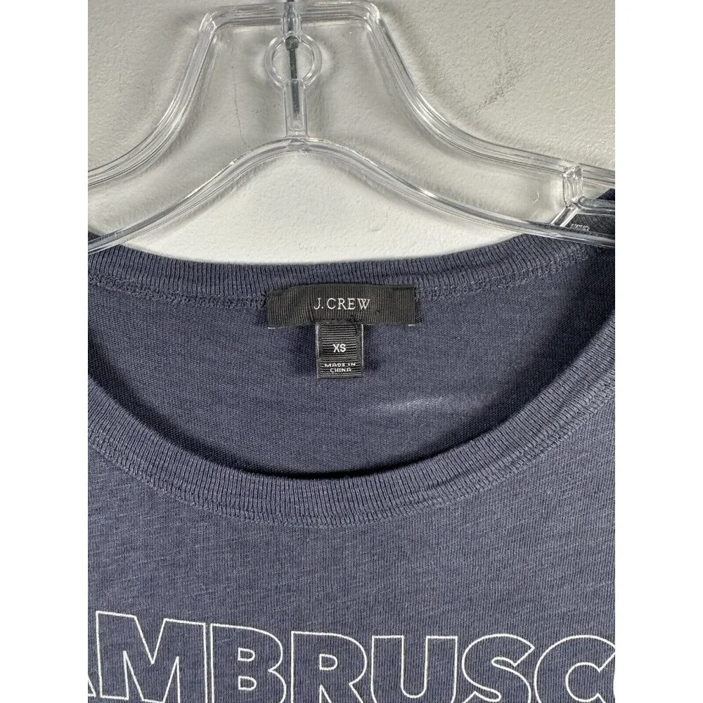 J. Crew Womens Shirt Blue Size XS 100% Cotton Champagne Logo Sequin Short Sleeve